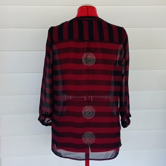 Banana Republic Striped Stand Collar Blouse Sz S - Picture 5 of 9